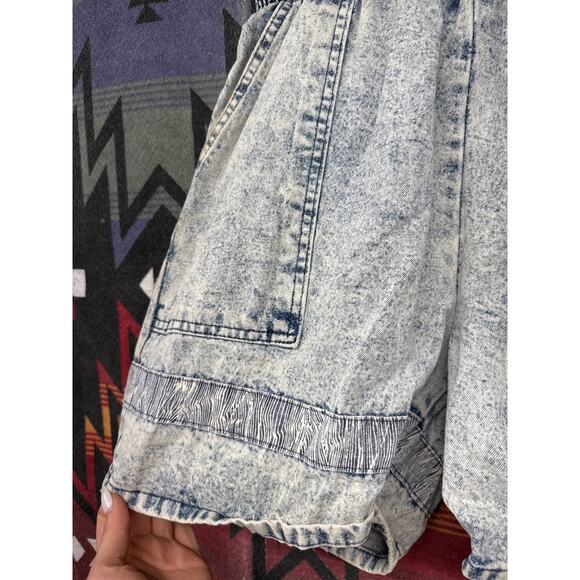 Vintage 80s 90s Unisex Denim Mom Shorts Skater Grunge Stripe Distressed Stretchy - Picture 2 of 8